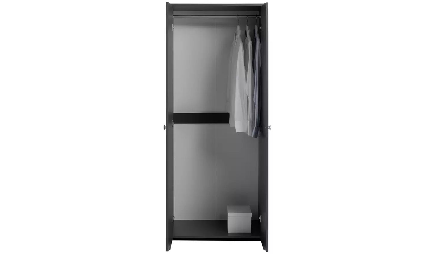 Assembled Seville 2 Door Wardrobe - Anthracite